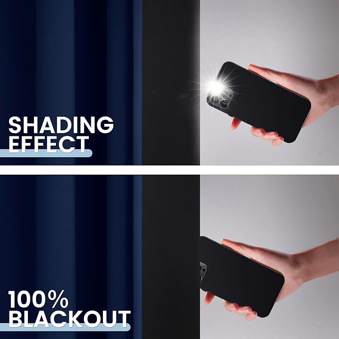 SimpleHome 100% Blackout Curtains for Bedroom,Thermal Insulated Navy Blue Grommet Window Drapes Room Darkening Curtains for Living Room with Black Back,52 x 54 Inch,2 Panels