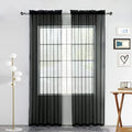 SpaceDresser Sheer Voile Window Treatment Rod Pocket Curtain Panels for Kitchen Bedroom Living Room Drapes Sunlight Filtering Privacy Semi Home Decor Assorted (Black, 52 W x 108 L)