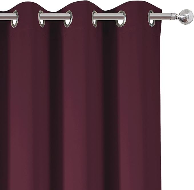 LEMOMO Burgundy Red Thermal Blackout Curtains/52 x 84 Inch/Set of 2 Panels Room Darkening Curtains for Bedroom