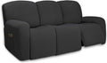 PureFit Super Stretch 3 Seats Recliner Chair Sofa Couch Cover with Pocket – Non Slip Soft Sofa Slipcover, Washable Spandex Reclining Furniture Protector for Kids, Pets (Recliner Sofa, Dark Gray)