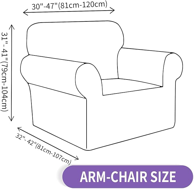 ZNSAYOTX Chair Cover with Arms (30"-47"), New Striped Sofa Chair Covers for Living Room, Dogs Pet Friendly Anti-Slip Chair Protector Spandex Armchair Slipcovers (Coffee, Chair)