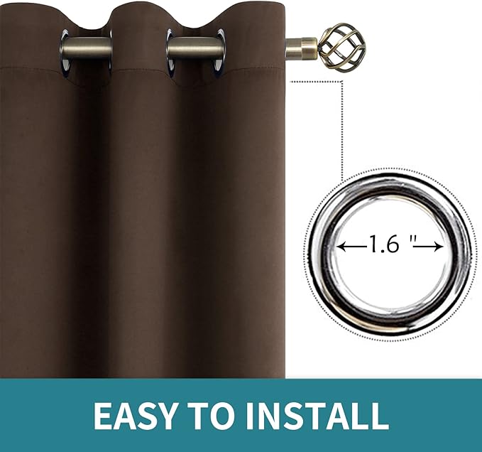 BGment Blackout Curtains for Bedroom - Grommet Thermal Insulated Room Darkening Curtains for Living Room, Set of 2 Panels (70 x 84 Inch, Brown)