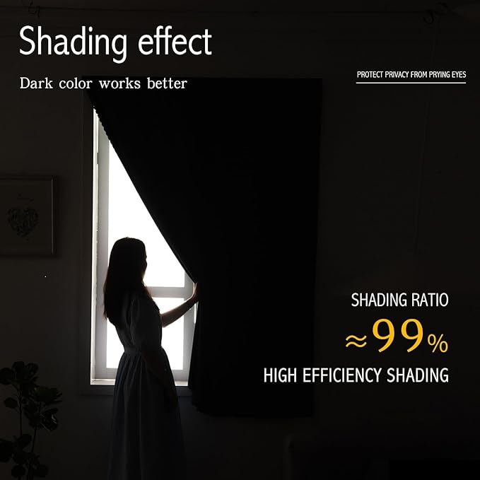 Self Adhesive Portable Blackout Curtains for Bedroom Easy to Install Window Thermal Lnsulated Kitchen Room Darkening Small Window Curtains, 47" W X 84" L, Navy Blue, 1 Panel
