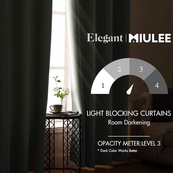 MIULEE Blackout Curtains for Bedroom Living Room Thermal Insulated Room Darkening Grommet Top Solid Light Blocking Drapery Set of 2 Window Panels 52 x 72 Inches Sage Green