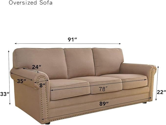 Easy-Going Stretch Oversized Sofa Slipcover 1-Piece Sofa Cover Furniture Protector Couch Soft with Elastic Bottom for Kids, Polyester Spandex Jacquard Fabric Small Checks Christmas Red