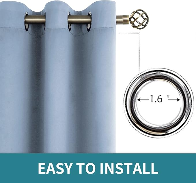 BGment Blackout Curtains for Living Room - Grommet Thermal Insulated Room Darkening Curtains for Bedroom, 2 Panels of 52 x 63 Inch, Spa Blue