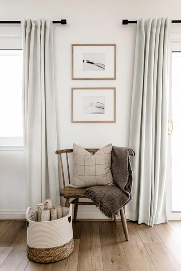 100% Blackout Shield Linen Blackout Curtains for Bedroom 96 Inches Long, Back Tab/Rod Pocket Living Room Drapes, Thermal Insulated Blackout Curtains 2 Panels Set, 50" W x 96" L, Beige