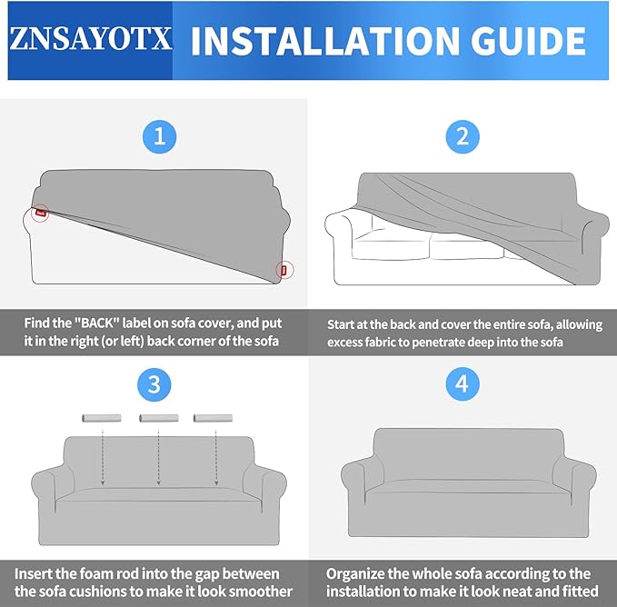 ZNSAYOTX 1 Piece Jacquard Couch Covers for 3 Cushion Couch Living Room High Stretch Sofa Cover Pets Dogs Friendly Anti Slip Thickened Slipcovers Furniture Protector (Sofa, Khaki)
