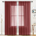 SpaceDresser Basic Rod Pocket Sheer Voile Window Curtain Panels Burgundy 1 Pair 2 Panels 52 Width 72 Inch Long for Kitchen Bedroom Children Living Room Yard(Burgundy,52 W x 72 L)