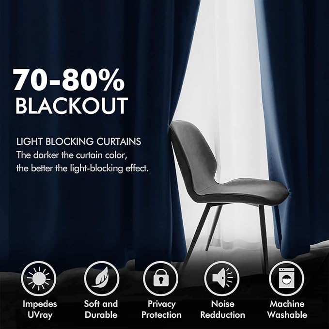 MIULEE 2 Panels Blackout Velvet Curtains Solid Soft Grommet Royal Blue Curtain Thermal Insulated Soundproof Room Darkening Black Out Curtains/Drapes/Panels for Living Room Bedroom 52 x 108 Inch