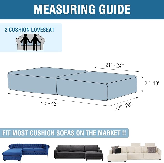 Couch Cover Stretch Velvet Sofa Cushion Cover 2-Piece - Elastic Washable Slipcover for Seat or Backrest, Couch Seat Covers for Sofas (Cream)