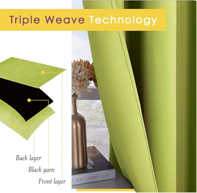 NICETOWN Blackout Curtain Panels for Bedroom, 2 Panels, W70 x L95-inch, Fresh Green, Thermal Insulated Grommet Top Blackout Draperies and Drapes for Basement