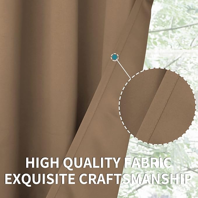 BGment Blackout Curtains for Living Room - Grommet Thermal Insulated Room Darkening Curtains for Bedroom, 2 Panels of 42 x 72 Inch, Taupe