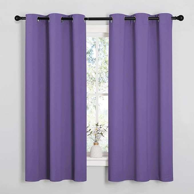 NICETOWN Bedroom Curtain Panels Blackout Draperies, Thermal Insulated Solid Grommet Blackout Curtains/Drapes (Lilac Purple, 1 Pair, 29 by 40-inch)