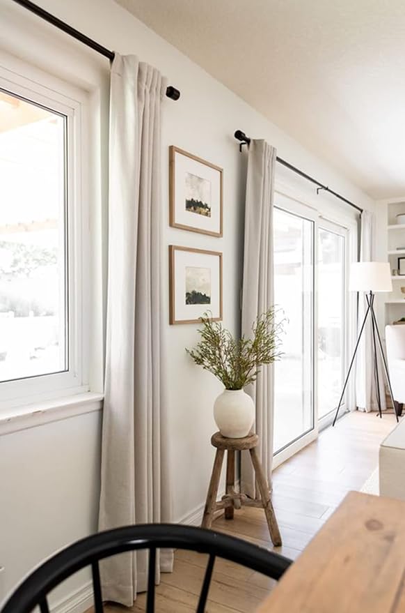 100% Blackout Shield Linen Blackout Curtains for Bedroom 80 Inches Long,Back Tab/Rod Pocket Living Room Drapes,Thermal Insulated Textured Blackout Curtains 2 Panels Set,50" W x 80" L,Cream