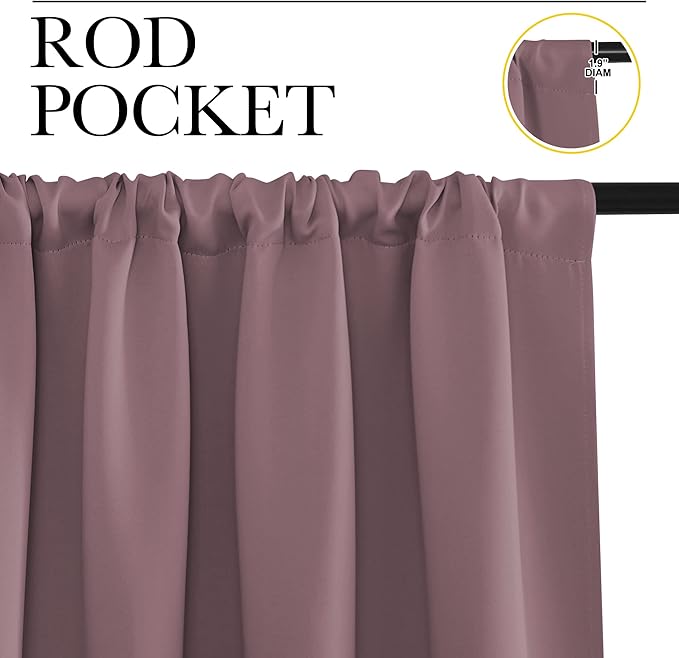 NICETOWN Blackout Curtains for Living Curtains, Window Treatment Thermal Insulated Room Darkening Drape Panels for Patio Sliding Glass Door (Dry Rose, Set of 2, 42 inches Width by 84 inches Length)
