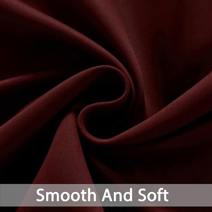 Yakamok 63 Inch Length Burgundy Red Blackout Curtains for Bedroom 63 Inch Length, Thermal Insulated Room Darkening Grommet Top Window Drapes for Living Room,42W x 63L,2 Panels