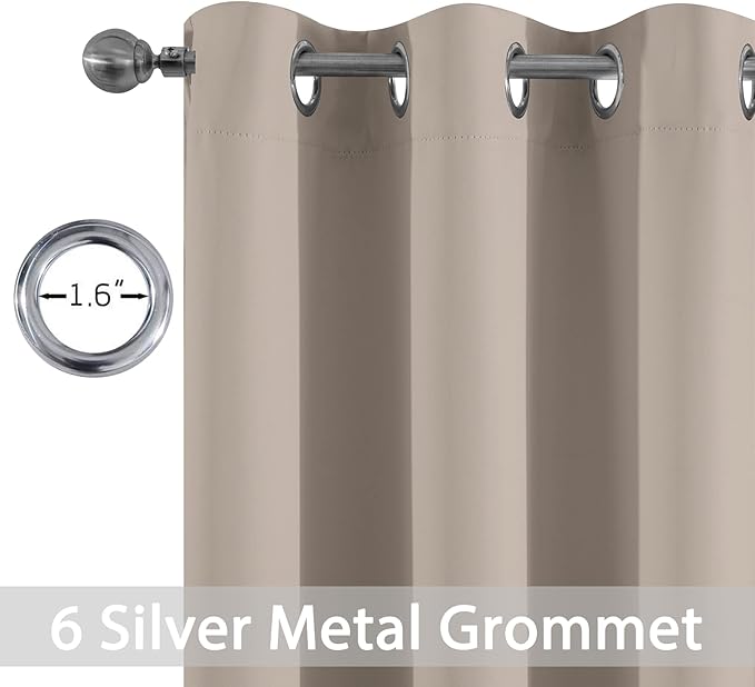 Yakamok Kitchen Bathroom Window Curtains - Grommet Blackout Curtains Small Window Short Drapes for Bedroom Living Room Kids Nursery Room(2 Panels,Natural,42x36 Inch)