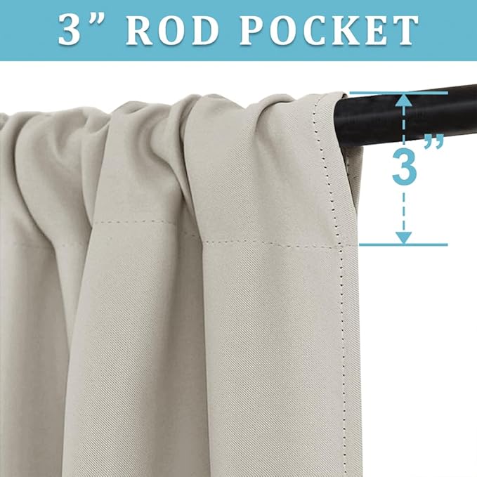 RYB HOME Basement Bathroom Kitchen Cafe Privacy Curtains, Short Insulating Light UV Heat Blocking Privacy Curtain Tiers for Laundry Room, Width 34 by Length 30, Natural, 2 Panels