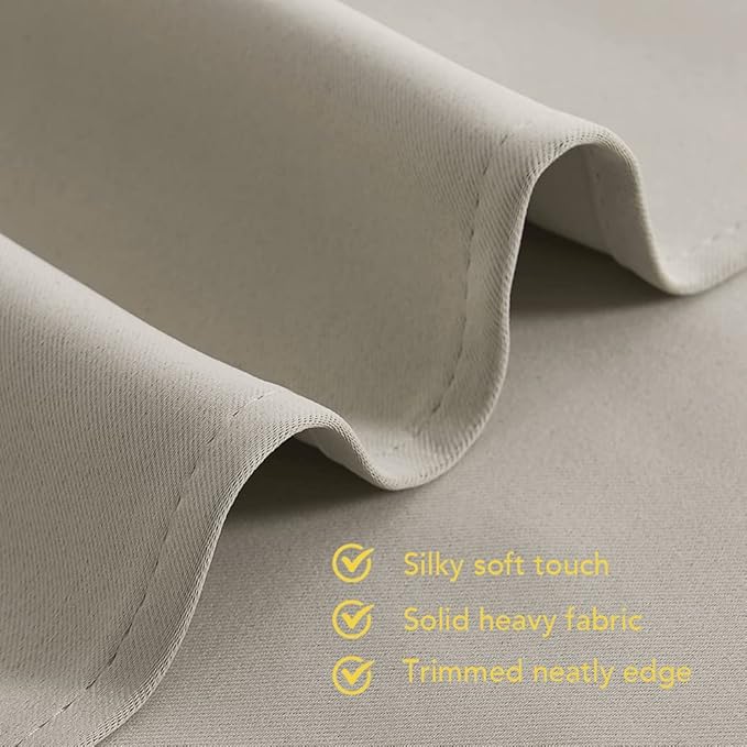 NICETOWN Blackout Curtains for Bedroom, Natural, 34 inches by 70 inches Long Curtains & Drapes for Living Room, Thermal Insulated Window Treatment Draperies for Nursery