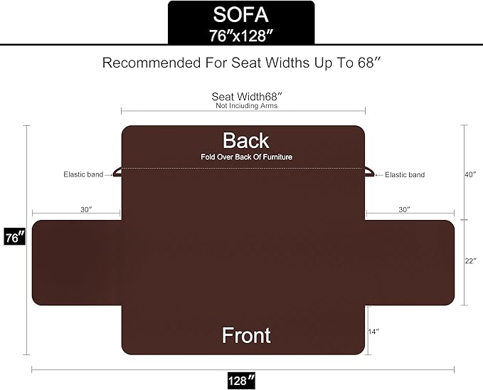 U-NICE HOME Reversible Sofa Cover Couch Cover for Dogs with Elastic Straps Water Resistant Furniture Protector for Pets Couch Cover for 3 Cushion Couch (Sofa, Blue/Beige)