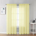 Chyhomenyc Sheer Curtains 72 Inch Length 2 Panels - Light Filtering Soft Airy Rod Pocket Voile Window Curtain Drapes for French Door Bedroom Living Room, 42Wx72L Inch, Light Yellow
