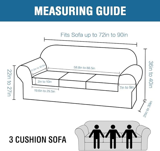 H.VERSAILTEX Modern Velvet Plush 4 Piece High Stretch Sofa Slipcover Sofa Cover Furniture Protector Form Fit Luxury Thick Velvet Sofa Cover for 3 Cushion Couch Width Up to 90 Inch (Sofa,Peacock Blue)