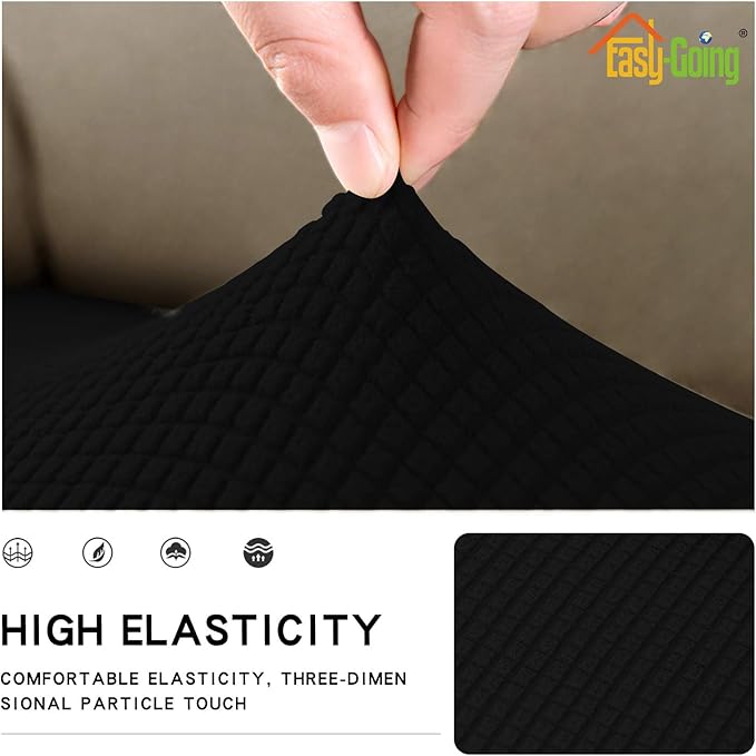Easy-Going Stretch Cushion Cover Sofa Cushion Furniture Protector Sofa Seat Sofa slipcover Sofa Cover Soft Flexibility with Elastic Bottom(Sofa Cushion, Black)