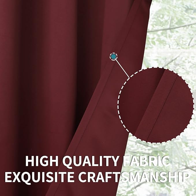 BGment Blackout Curtains for Bedroom - Grommet Thermal Insulated Room Darkening Curtains for Living Room, Set of 2 Panels (52 x 72 Inch, Burgundy)