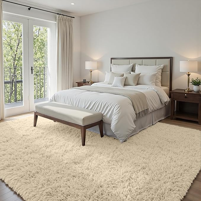 5x7 Area Rugs for Living Room Rug: Soft Fluffy Shag Beige Rugs for Bedroom, Non-Slip Large Fuzzy Plush Rug Indoor Floor Carpet for Nursery Kids Boys Girls Room, Dorms, Playroom, Modern Home Decor