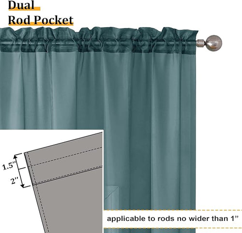 Aiyufeng Dusty Blue Sheer Curtains 84 Inches Long 2 Panels Set, Light Filtering Soft Airy Voile Rod Pocket Dusty Blue Sheer Window Drapes for Bedroom Living Room, Each 40Wx84L Inches