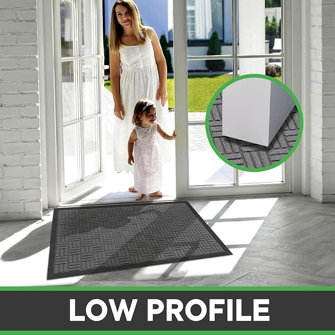 Mibao Front Door Mat, Heavy Duty Durable Welcome Mat for Outdoor Indoor, Dirt Trapper Waterproof Super Absorbent Door Mat for Entryway Outside Patio Porch, 61.5" x 36", Light Grey