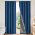 Joydeco Blackout Curtains for Bedroom - 100% Light Blocking 2 Panels Navy Blue Drapes 37" W x 108" L, Thermal Insulated Room Darkening Curtains, Linen Textured for Living Room, Rod Pocket & Back Tabs