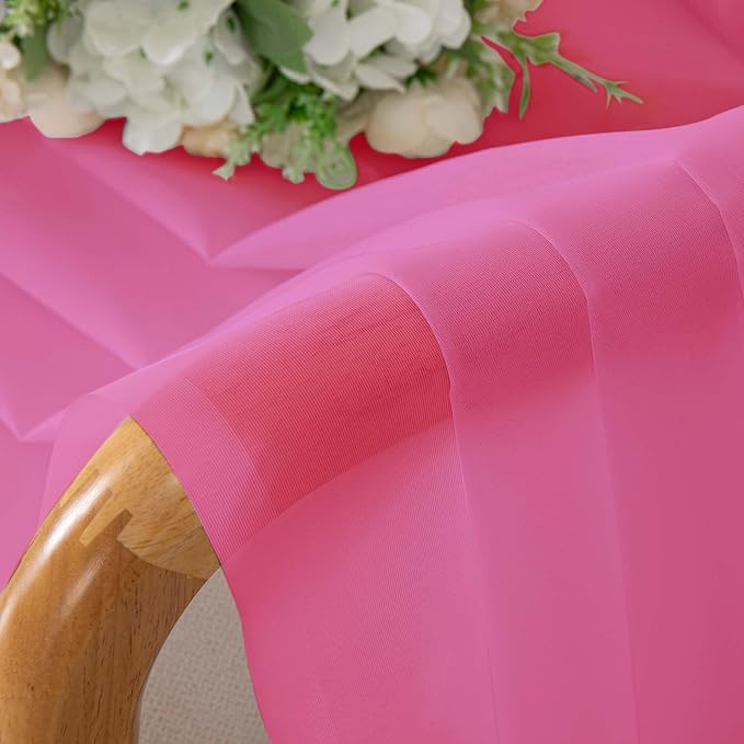 OWENIE Hot Pink Kitchen Sheer Curtains for Bedroom Living Room 45 Inch Length, Bedroom, Soft Solid Light Filtering Voile Short Sheer Curtain for Small Window, 42" W x 45" L, Hot Pink