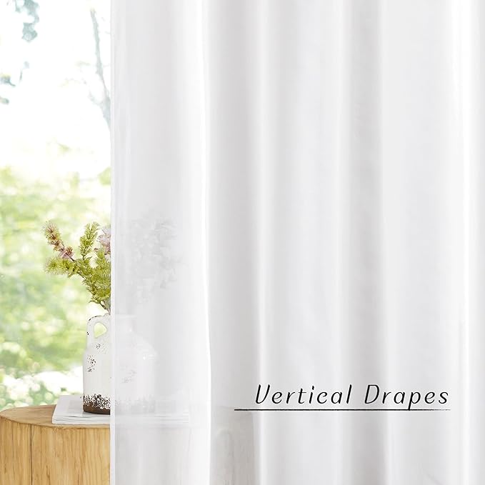 NICETOWN Ivory Sheer 102 inch Curtains for Living Room, Grommet Elegant & Airy Sheer Window Treatments Lightweight Drapes for Living Room/Bedroom, 2 Panels, W54 x L102