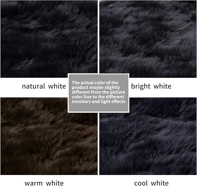 Faux Fur Rug for Bedroom, Black Fluffy Round Rug for Kids Room, Small Furry Circle Rugs 3X3, Soft Shag Circular Rug for Nursery, Fuzzy Plush Floor Carpet, Cute Indoor Decor for Gilrs Teen's Dorm