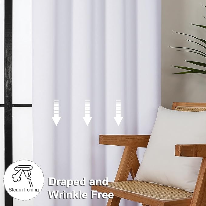 Simplebrand Ava Pure White Curtains 24 Inches Long 2 Panels, Light Filtering Half Window Rod Pocket Privacy Short Curtains, Thermal Insulated Curtain Tiers for Kitchen Bathroom Shades, W30 x L24 Inch