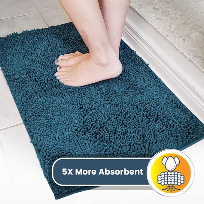 Muddy Mat® | Super Absorbent Door Mat Indoor, Microfiber Quick Dry Chenille Entryway Rug, Non-Slip Front Door Mat, Indoor Mats for Entryway, Machine Washable Pet Rug, Atlantic Blue 30"x19"