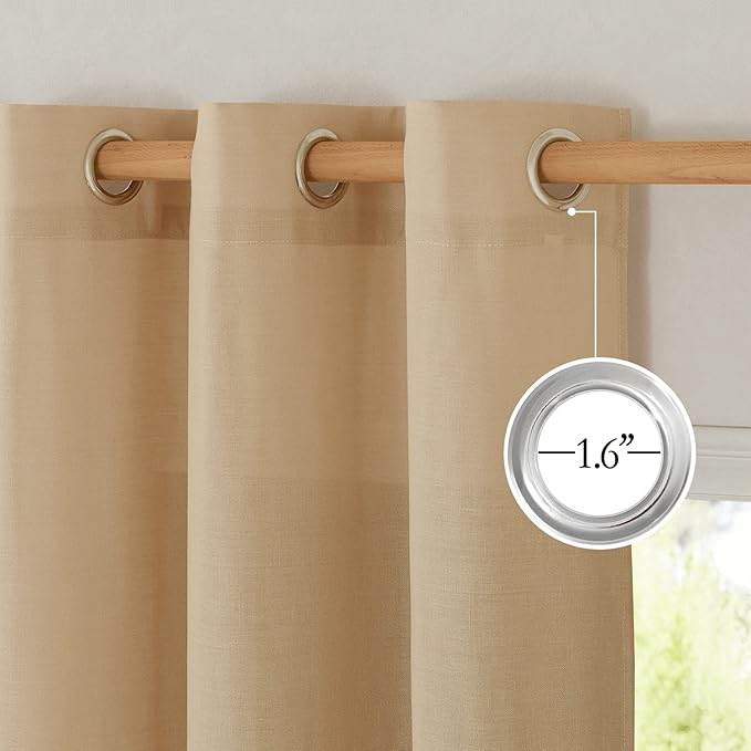 NICETOWN Linen 78 inch Curtains for Kitchen Window, Grommet Thick Flax Linen Burlap Small Window Treatments Privacy Assured with Light Filtering for Cafe/Kids Room, W68 x L78, 2 Panels