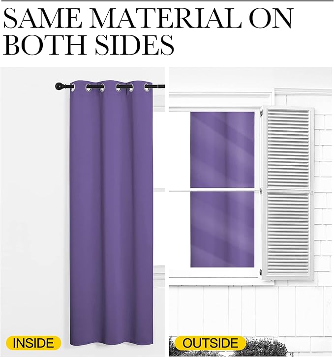 NICETOWN Lilac Purple Room Darkening Curtains for Kitchen, Window Treatment Thermal Insulated Solid Grommet Room Darkening Curtains/Drapes for Bedroom (Set of 2, 42 inches Wide by 48 inches Long)