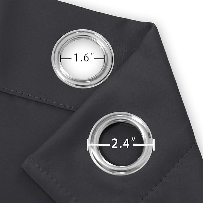 LEMOMO Dark Grey Blackout Curtains 66 x 63 Inch Length/Set of 2 Curtain Panels/Thermal Insulated Room Darkening Blackout Curtains for Bedroom