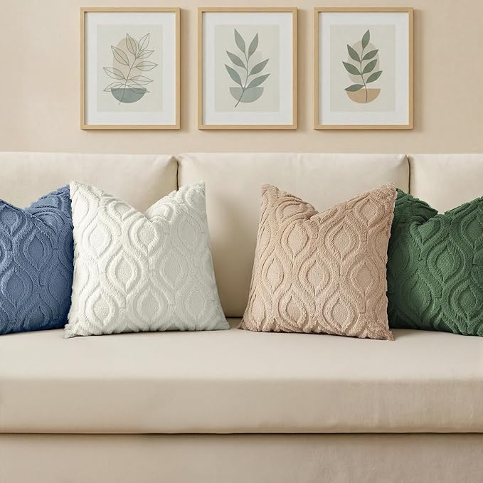 decorUhome Throw Pillow Covers 20x20 Inch Set of 2, Soft Plush Faux Wool Dusty Blue Solid Couch Pillow Covers, Accent Farmhouse Neutral Square Pillow Cases for Sofa Bed Living Room