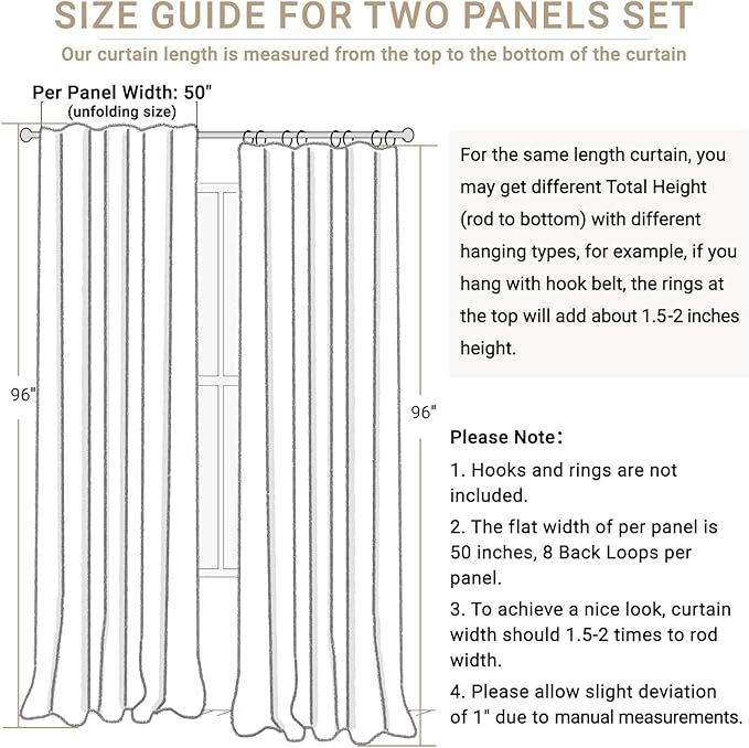 100% Blackout Shield Linen Blackout Curtains for Bedroom 96 Inches Long,Back Tab/Rod Pocket Living Room Drapes,Thermal Insulated Textured Blackout Curtains 2 Panels Set,50" W x 96" L,Mustard Yellow