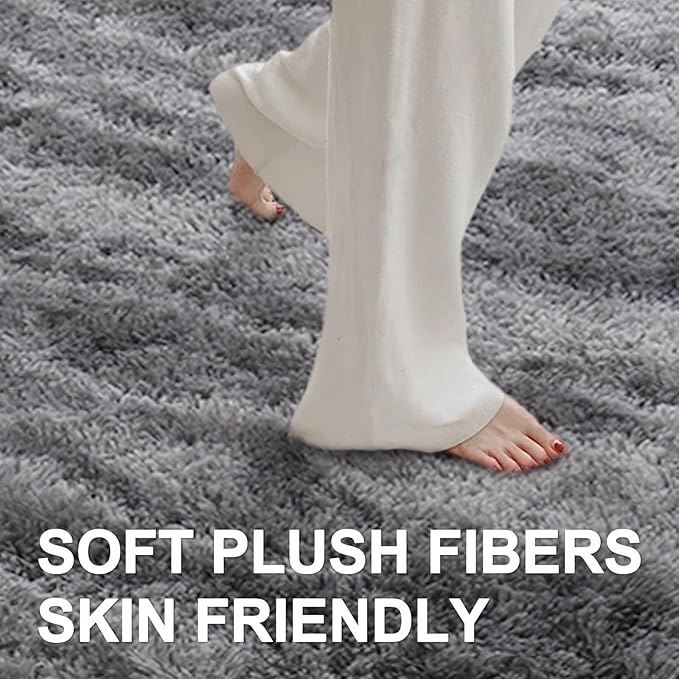 8x10 Ft Extra Large Shag Rugs for Living Room, Ultra Soft Fluffy Furry Area Rugs for Bedroom Indoor Floor, Aesthetic Carpet for Kids Home Decor (Grey)