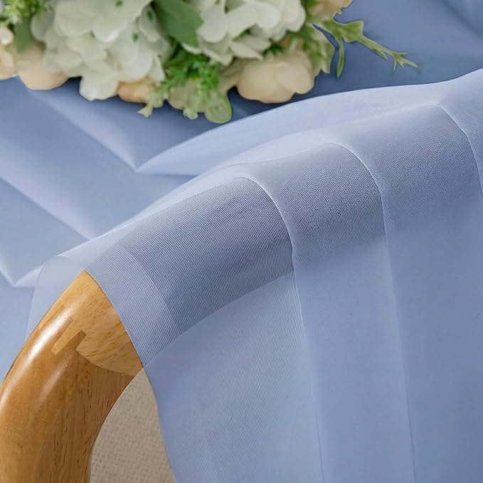 OWENIE Sheer Curtains 90 inches Long 2 Panels Set for Living Room/Bedroom, Rod Pocket Voile Sheer Panel Drapes, Airy Soft Fabric Window Treatments, 2pcs, Each 42" W x 90" L, Demin