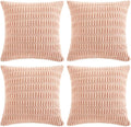 Fancy Homi 4 Packs Boho Pink Decorative Throw Pillow Covers 18x18 Inch for Living Room Couch Bed Sofa, Rustic Modern Farmhouse Home Decor, Soft Plush Corduroy Cute Square Cushion Case 45x45 cm