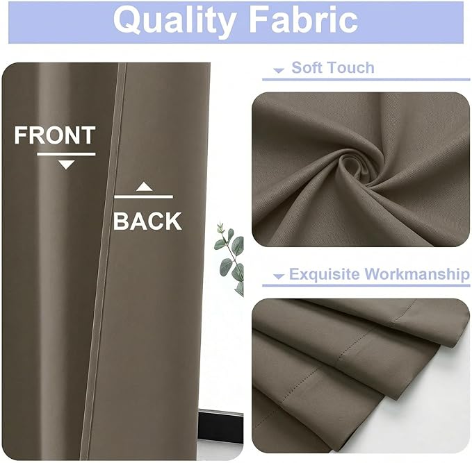 Simplebrand Ava Latte Blackout Curtains for Bedroom 84 Inch Length 2 Panels Set, Solid Thermal Insulated Privacy Living Room Window Treatment Curtains Blackout Drapes, W50 x L84 Inch, Latte