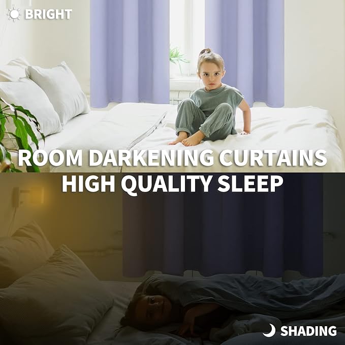BGment Room Darkening Curtains 63 Inches Long - Grommet Thermal Insulated Drapes Window Treatment Curtains for Bedroom, 2 Panels, 42 x 63 Inch, Lavander
