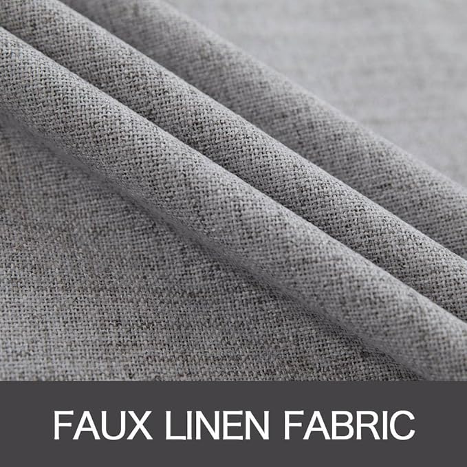MIULEE Linen Blackout Curtains and Drapes 100% Room Darken Thermal Insulated Grommet Window Panels with Coating 2 PCs W 42 x L 84 inches Grey