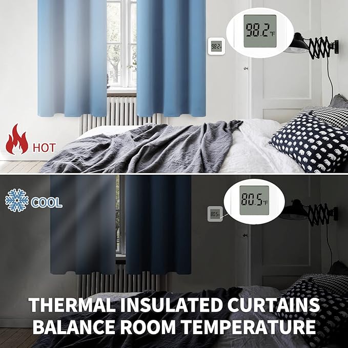 BGment Blackout Curtains - Grommet Thermal Insulated Room Darkening Bedroom and Living Room Curtains, Set of 2 Panels (70 x 63 Inch, Denim)